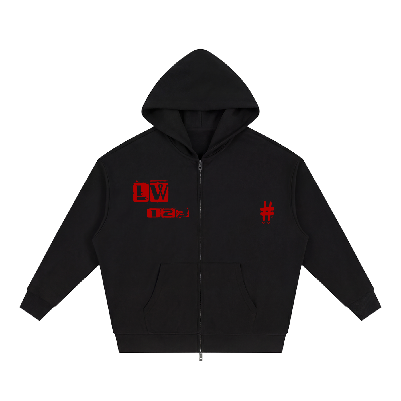 Unisex Loose Solid Full Zip Hoodie