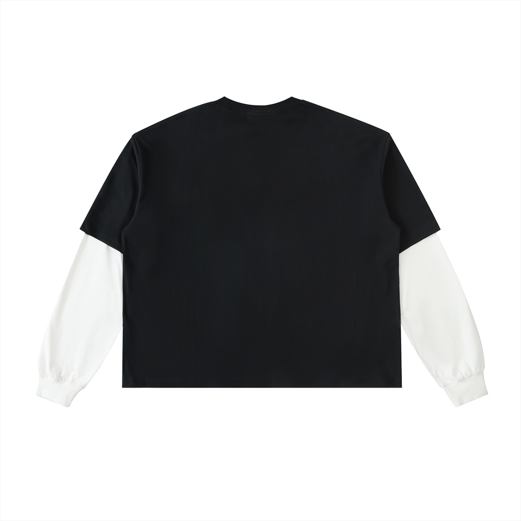 LW 123 Layered Contrast Sleeve Cotton T-Shirt
