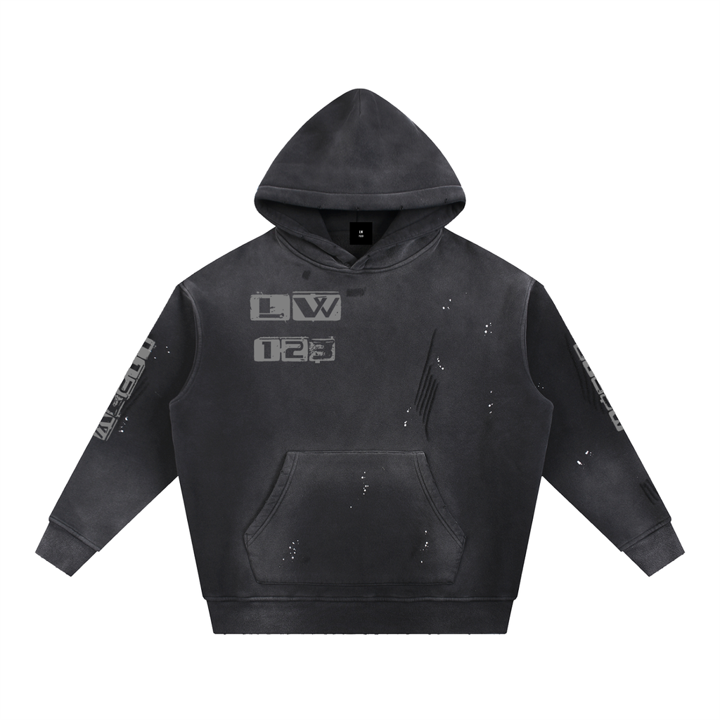 Vintage Washed Frayed Fleece Hoodie