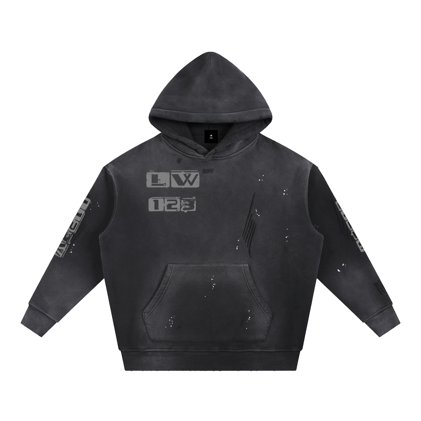 Vintage Washed Frayed Fleece Hoodie